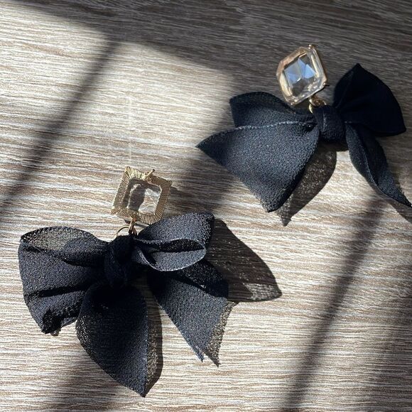 Bohemian black bow earrings N300 - Picture 3 of 4